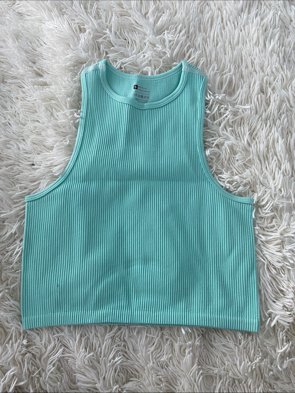 SHEIN Mint Ribbed Cropped Tank